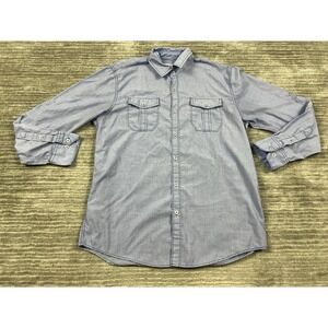 Michael Brandon Shirt Mens Medium Blue Longsleeve Button Up‎ Cotton Blend Casual